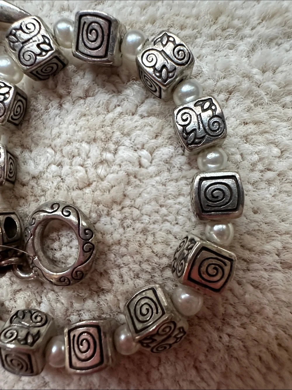 Brighton Essex Bead Bracelet Silver Plated Spiral Cube Bracelet - 2307